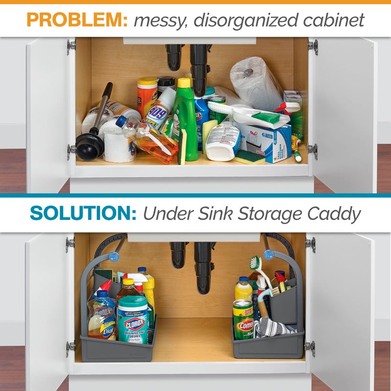 Polder Under Sink Storage Caddy, Kitchen and Bathroom Organization and Storage with Tray, Easy-to-Assemble, 16.75" x 10.5" x 16.5" - Image 3